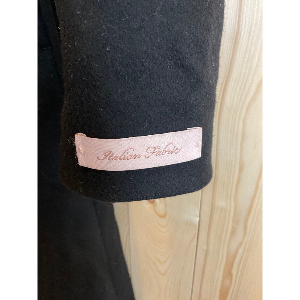 Ted Baker "Sandra" Wool Blend Long Wrap Coat, Black - Size 3 (Medium) - Picture 4 of 8